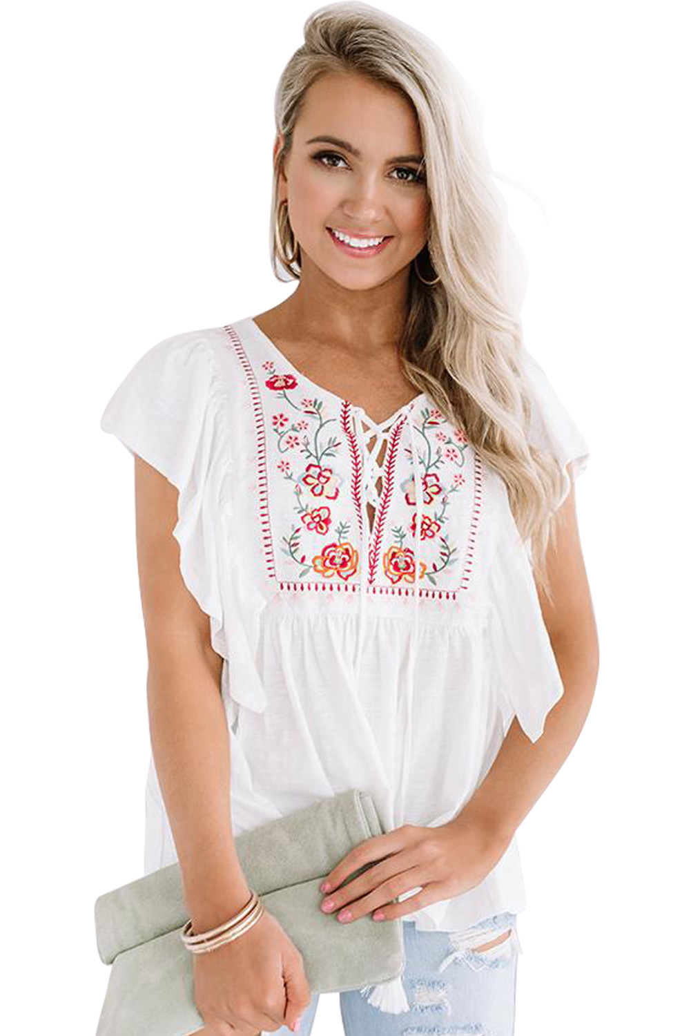 lace up neck top