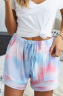Multicolor Print Drawstring Casual Elastic Waist Pocketed Shorts