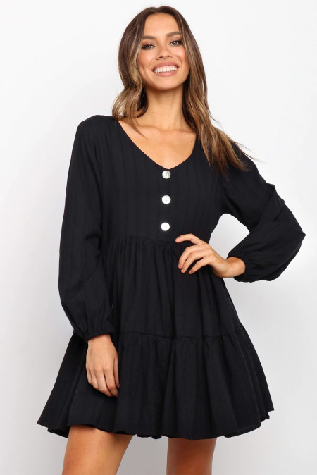 plain black smock dress