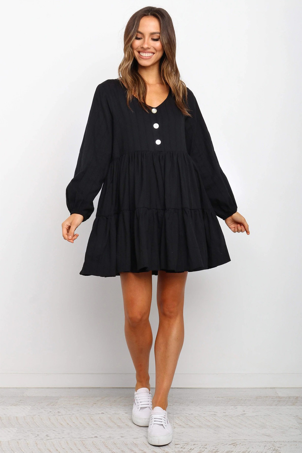 plain black smock dress