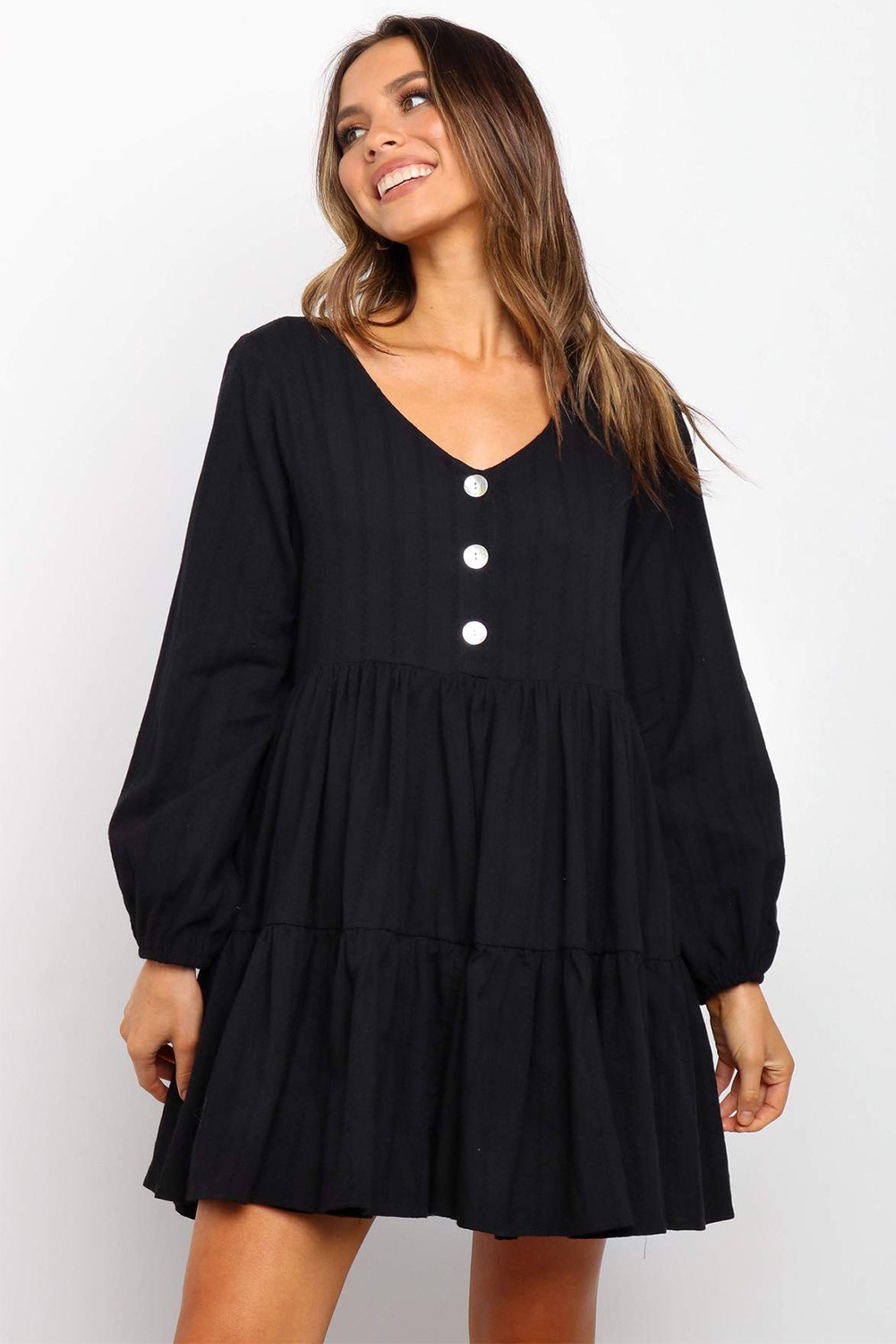 plain black smock dress