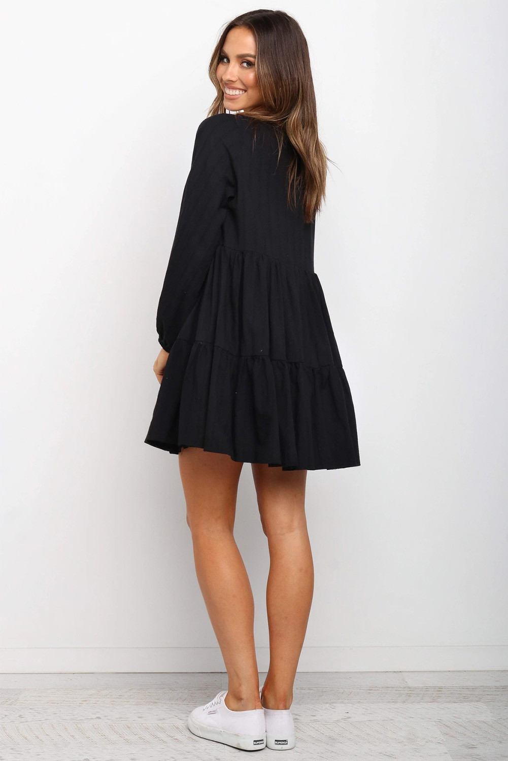 plain black smock dress