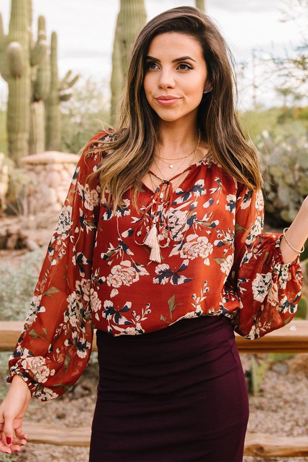 red puff sleeve tops