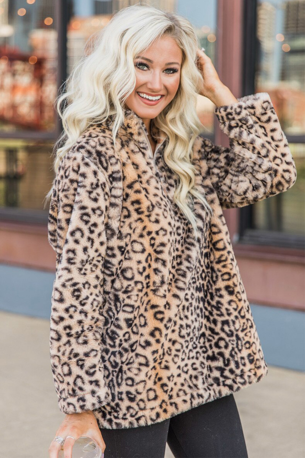 leopard pullover fleece