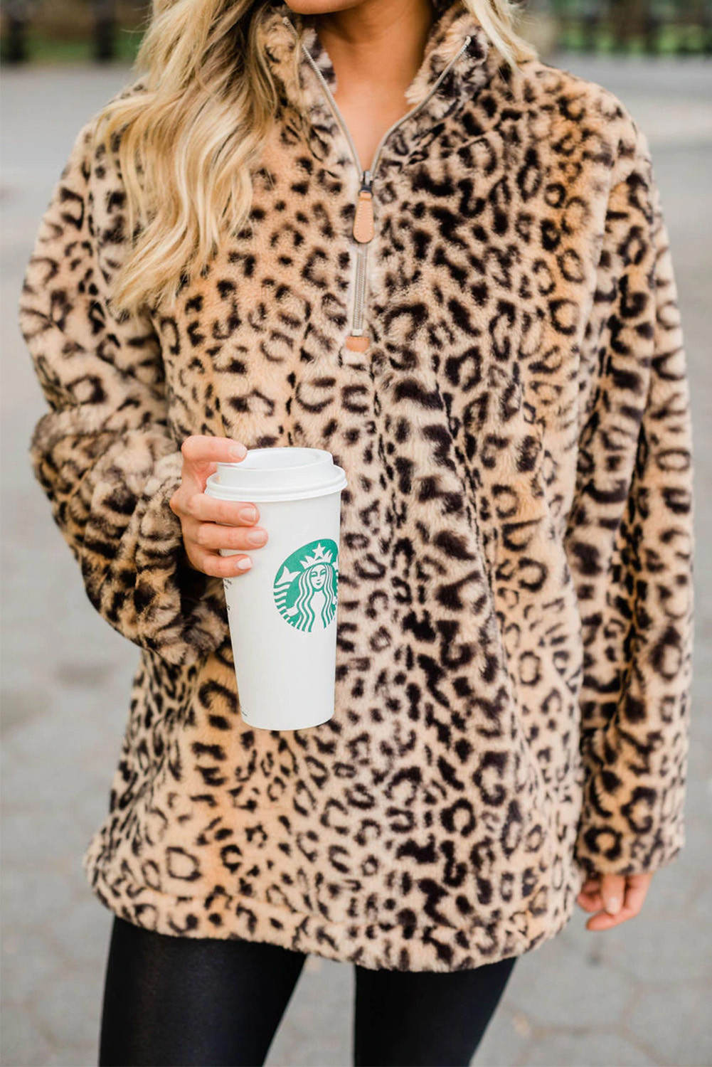 leopard pullover fleece