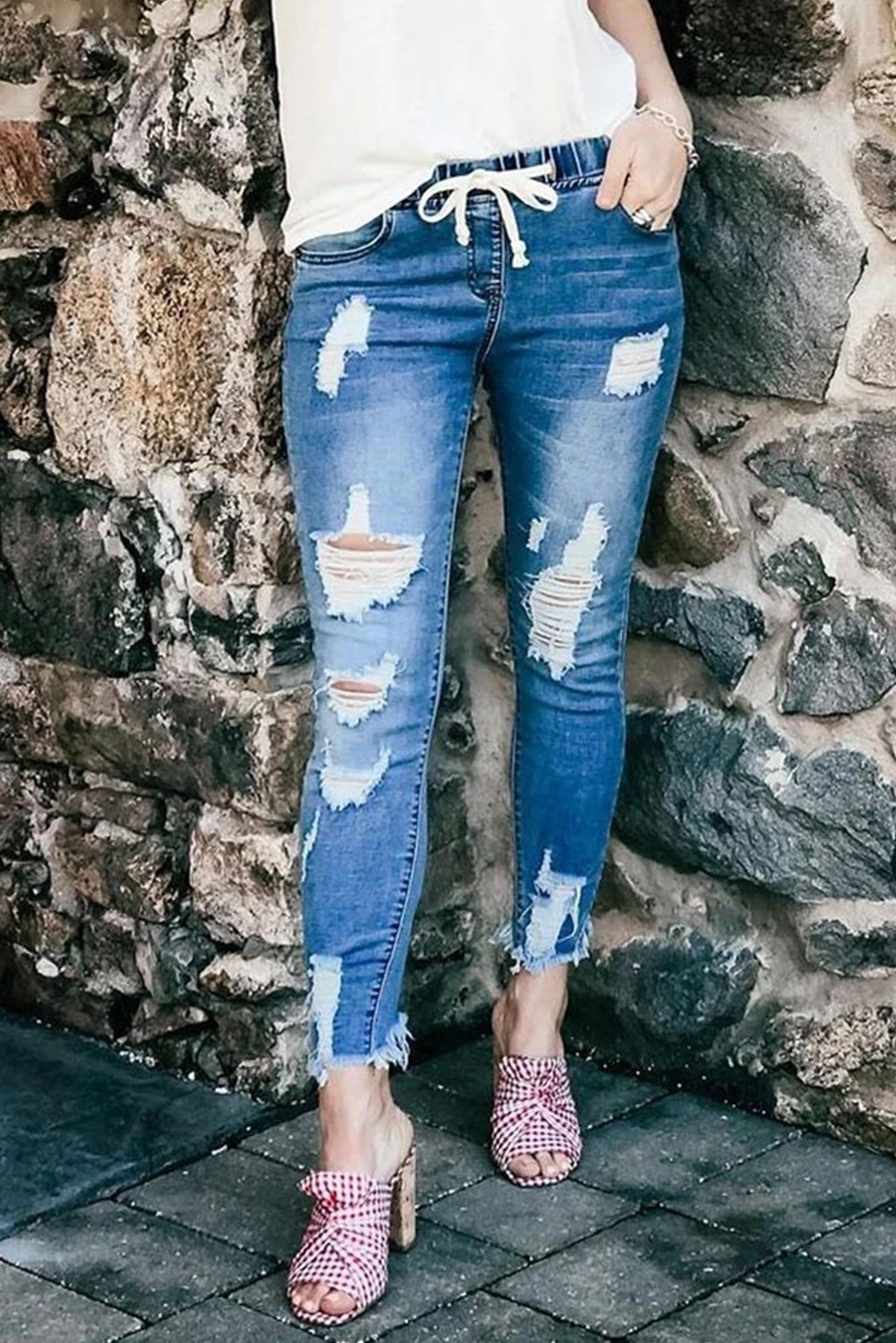 drawstring jeans womens