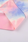 Pink Cotton Tie-dye Mock Neck Zip Sweatshirt