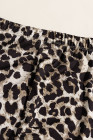 Floral Hollow Out Brown Leopard Printed Skinny Leggings