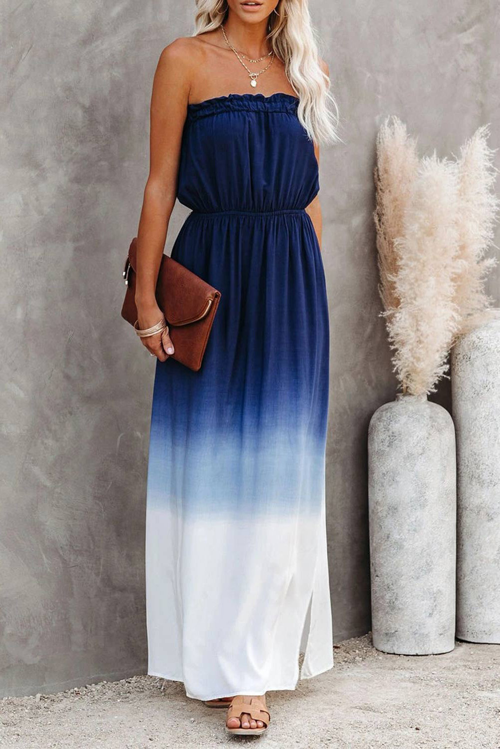 blue strapless