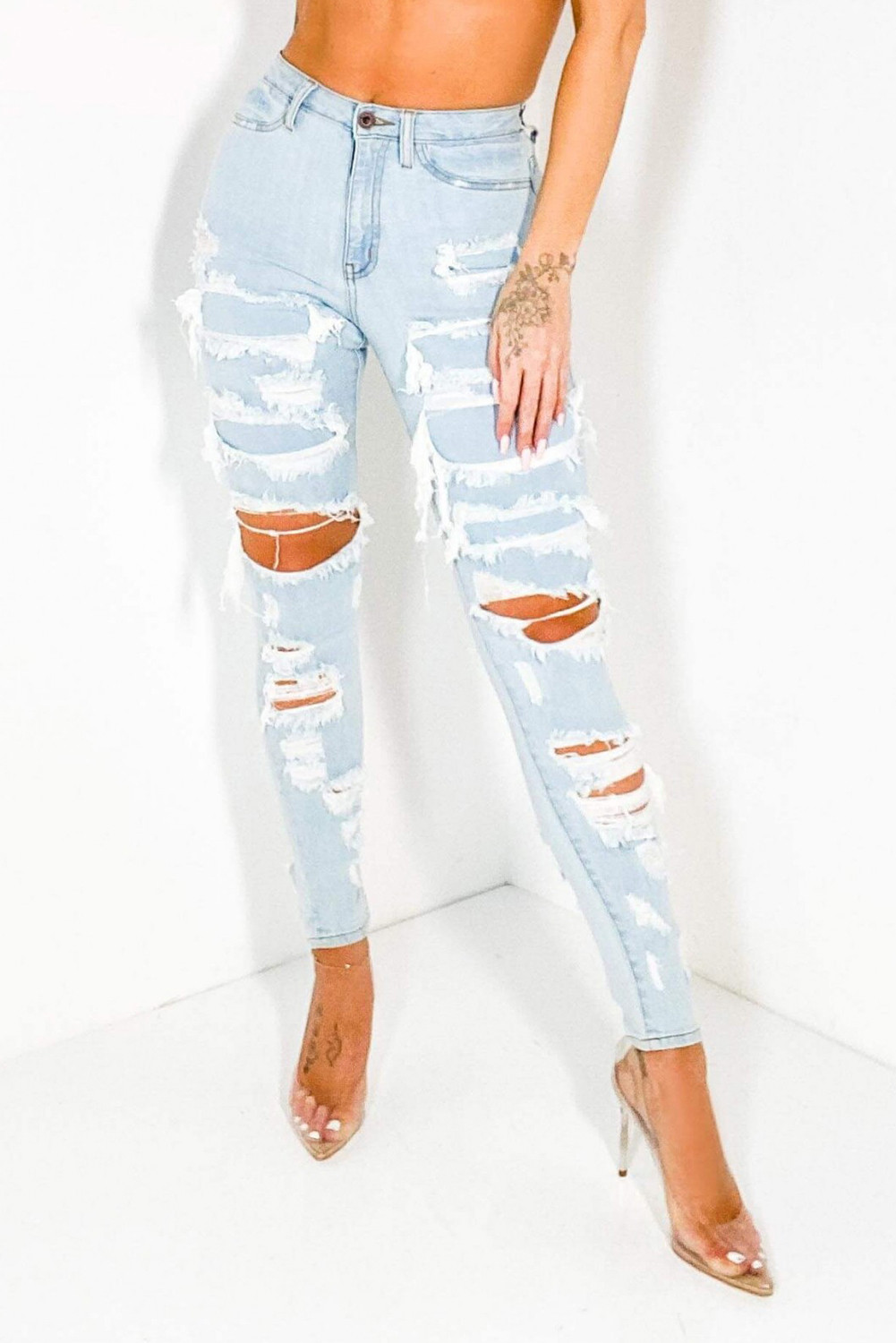 light blue high waisted pants