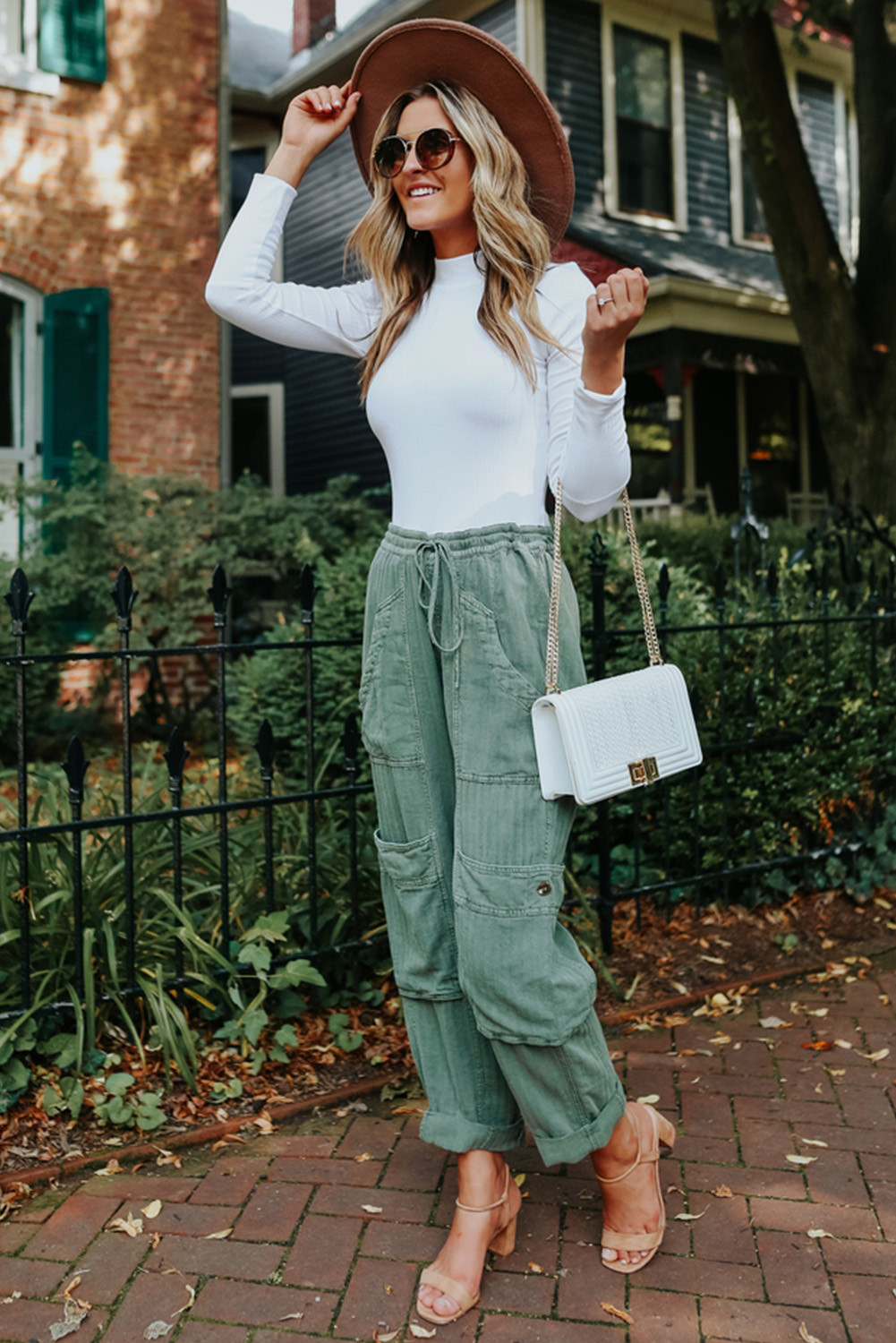 green drawstring pants