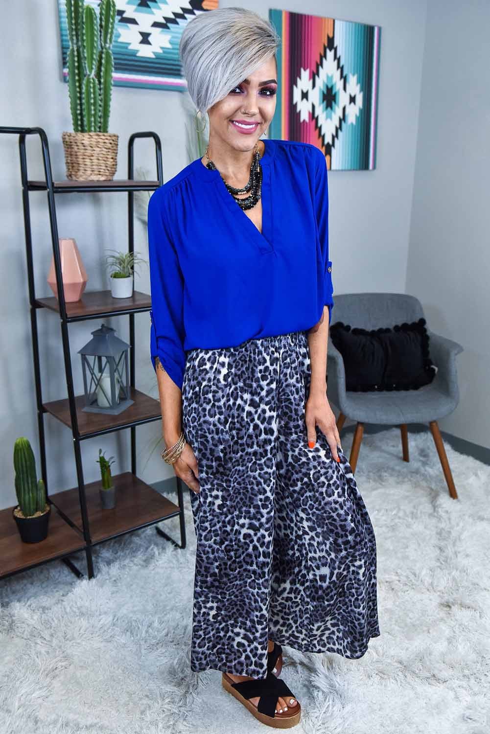 leopard palazzo pants