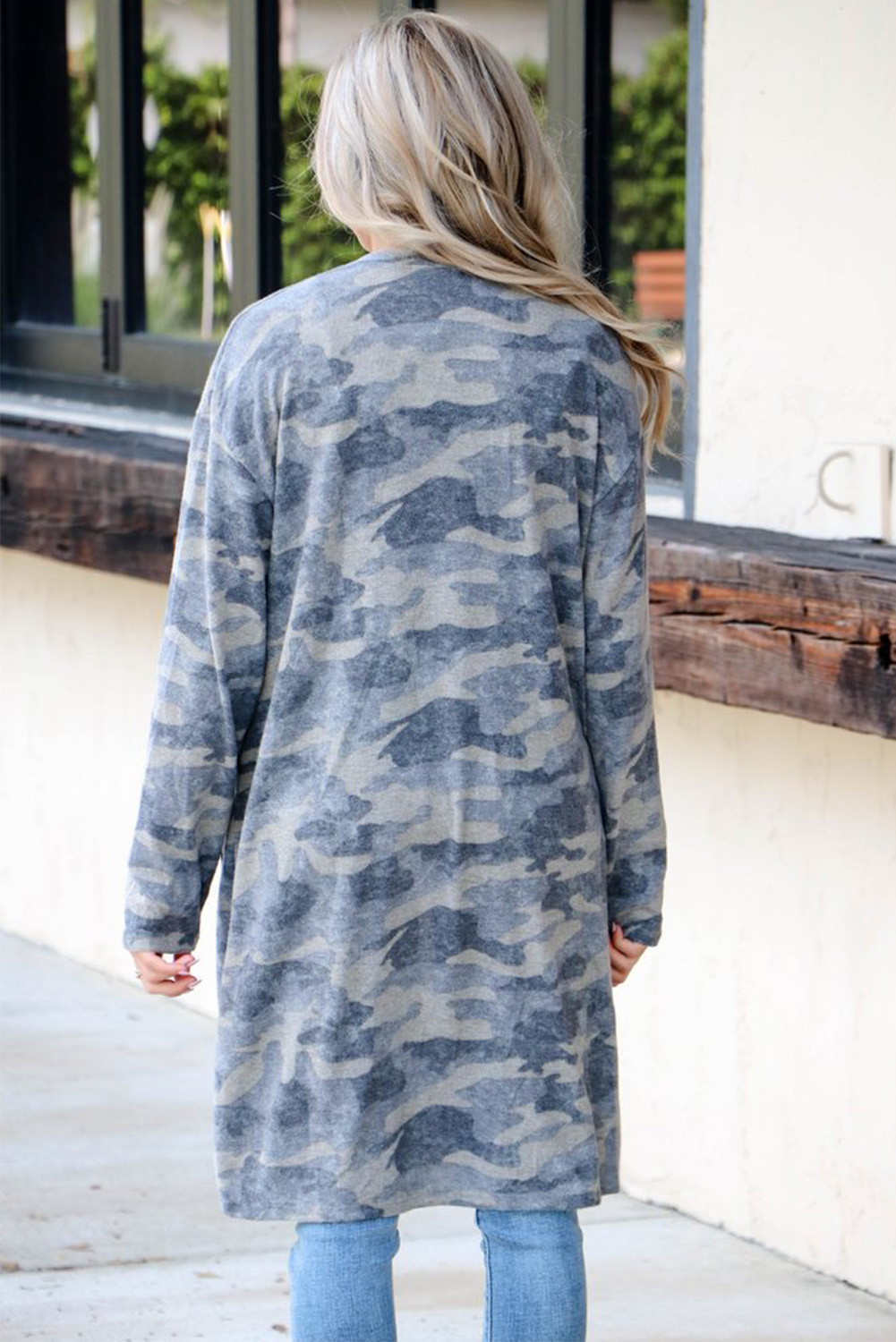 US$8.8 Green V Neck Long Sleeve Camouflage Cardigan Wholesale - www