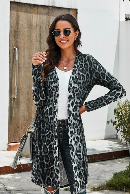 leopard print long cardigan