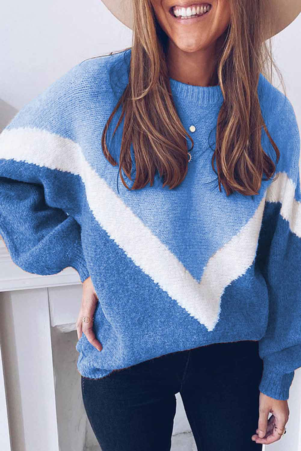color block oversized sweater