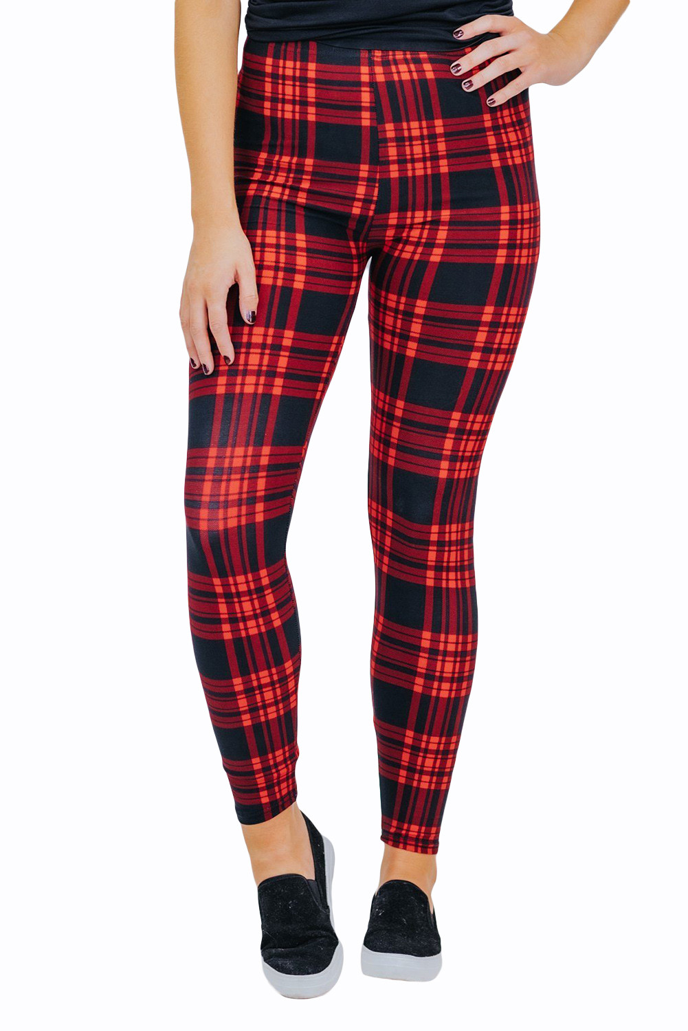 US$6.98 Red Plaid Leggings Wholesale - www.dear-lover.com