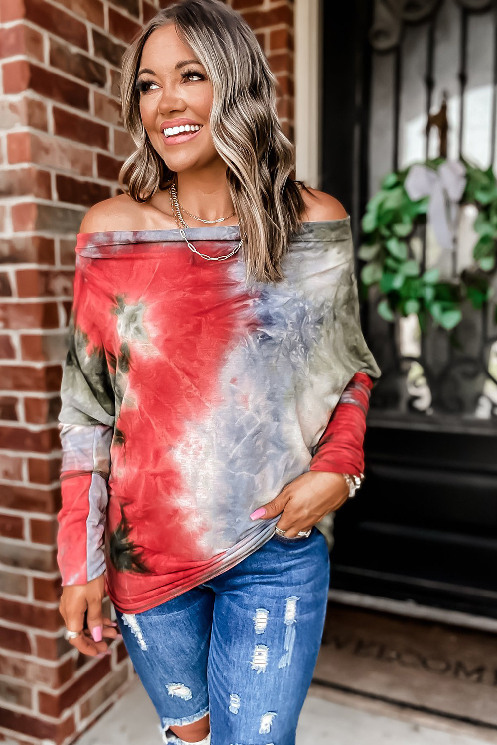 tie dye off the shoulder top