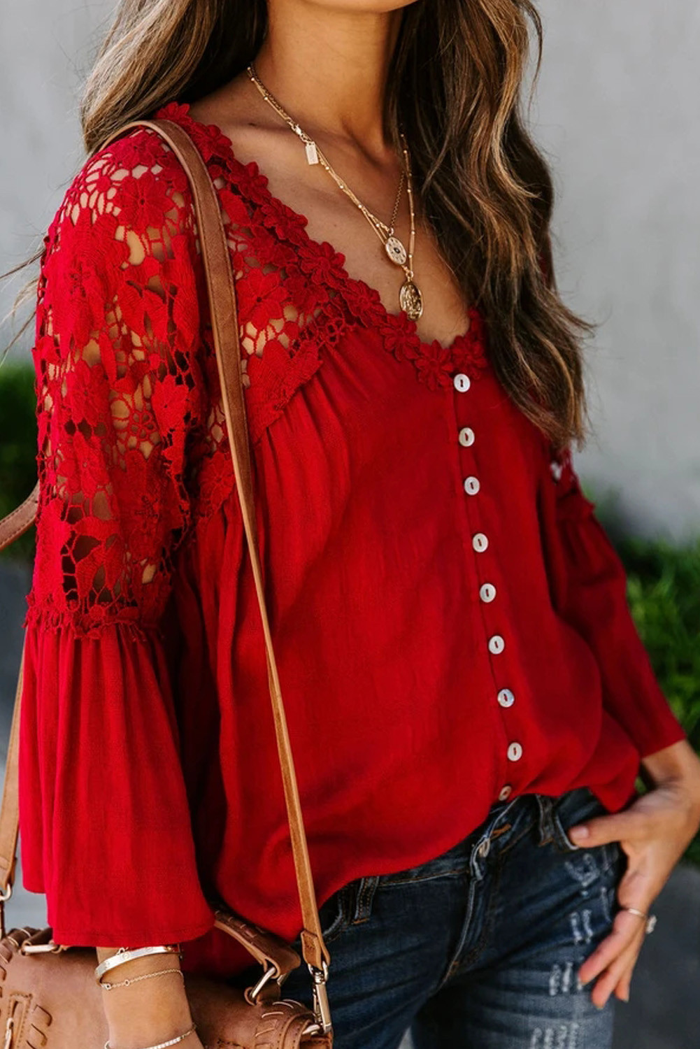 lace button top