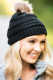 Black Outdoor Cable Knit Beanie with Pompom
