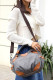 Gray Faux Leather Accent Crossbody Bag