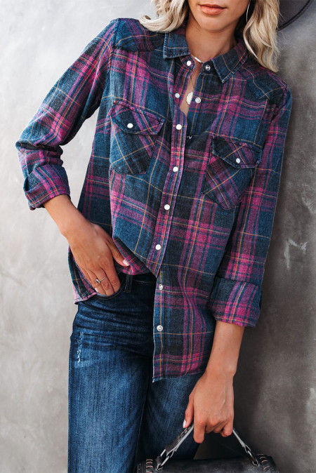 color block button down shirt