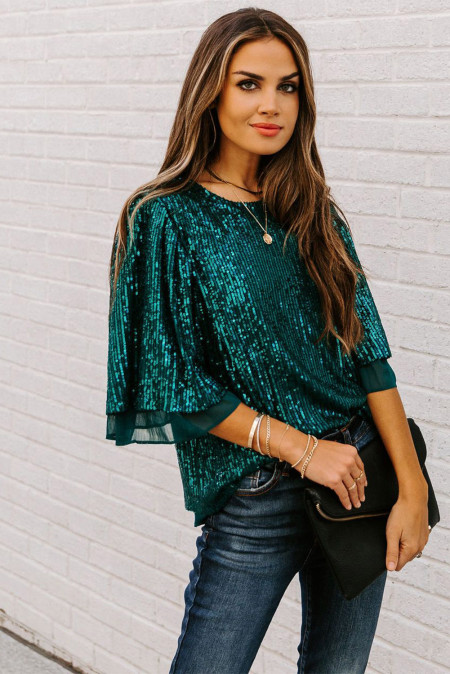 sequin bell sleeve