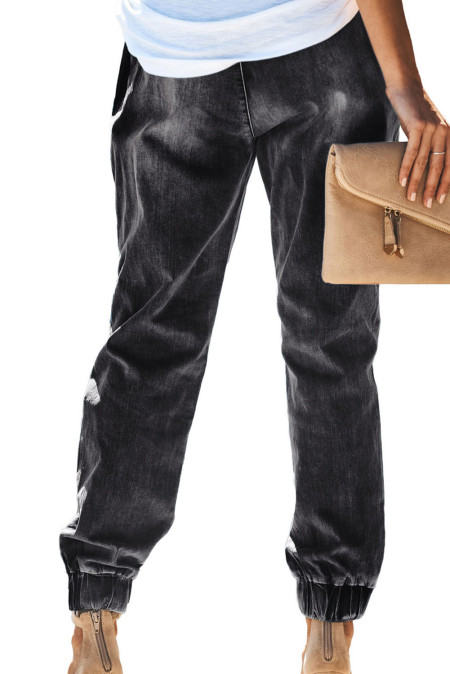 black joggers with drawstring