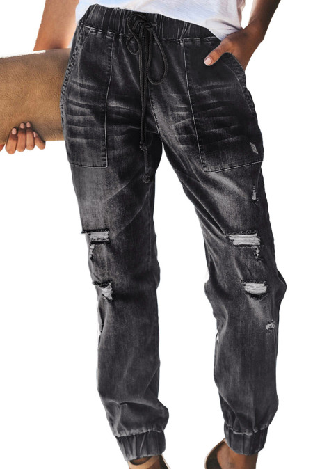 black joggers with drawstring