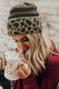 Gray Knitted Leopard Beanie