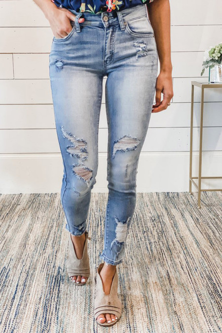 US$9.98 Distressed Mid Rise Jeans Wholesale Online