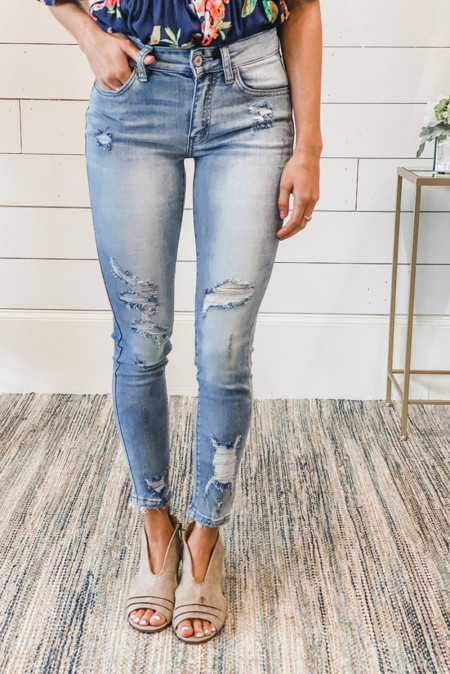 US$9.98 Distressed Mid Rise Jeans Wholesale Online