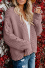 Pink Open Front Chunky Knit Cardigan