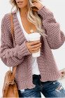 Pink Open Front Chunky Knit Cardigan