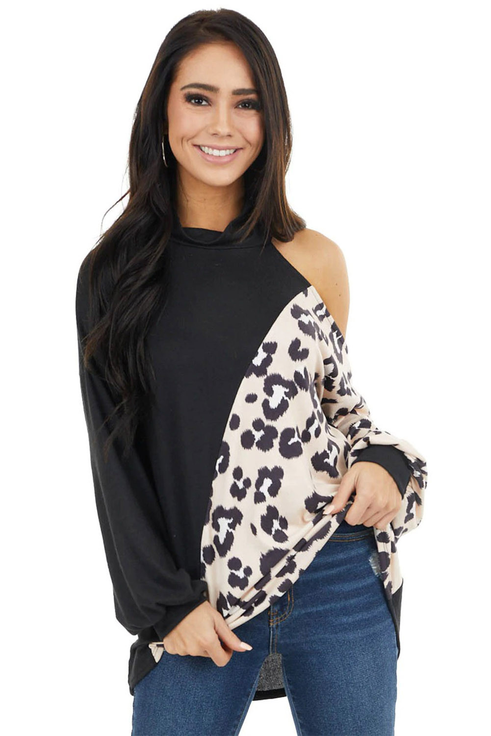 leopard print asymmetric top