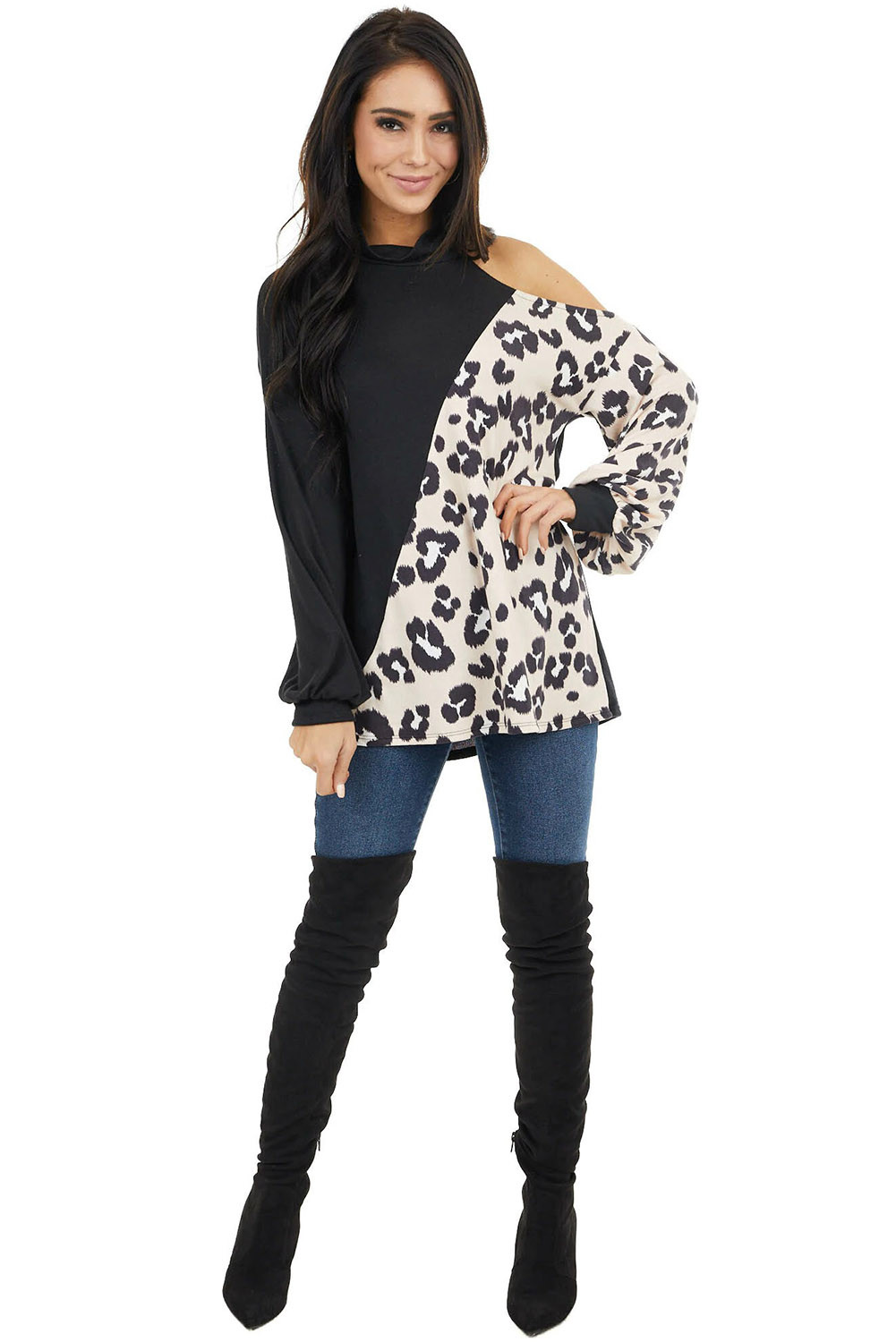 leopard print asymmetric top
