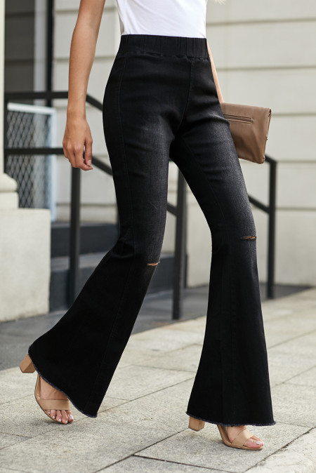distressed jeans at the bottom