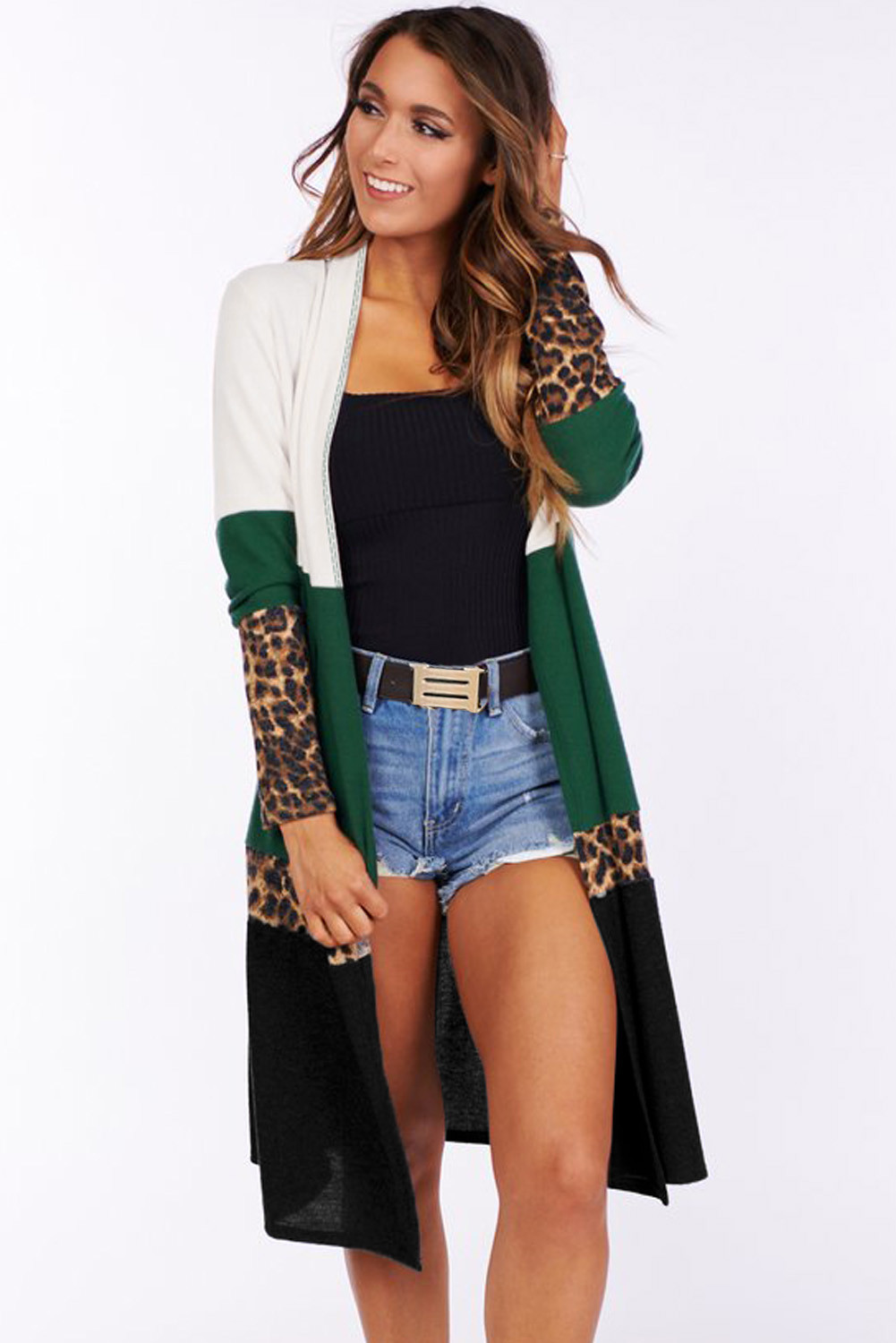 leopard print knit cardigan