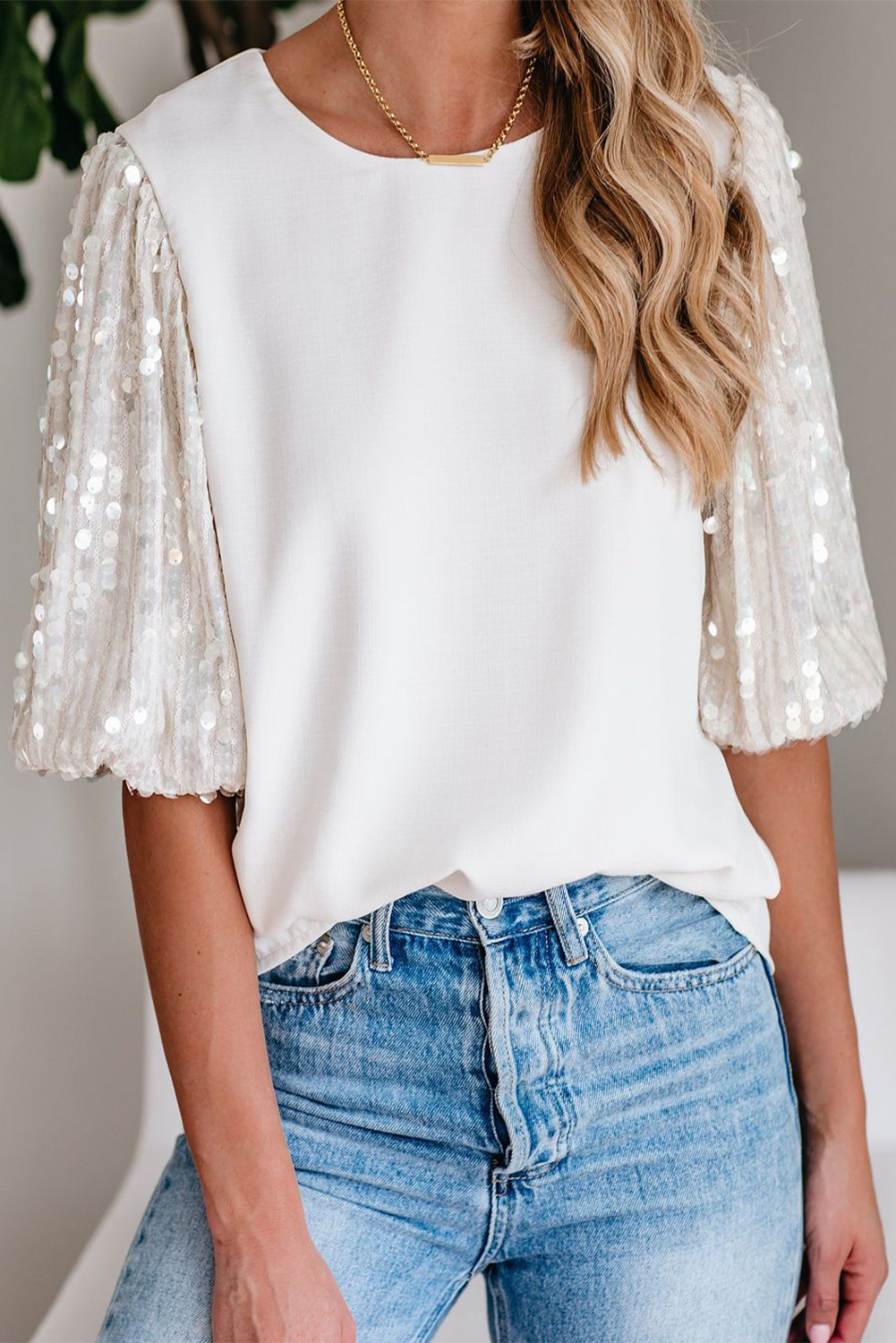 puff sleeve sequin
