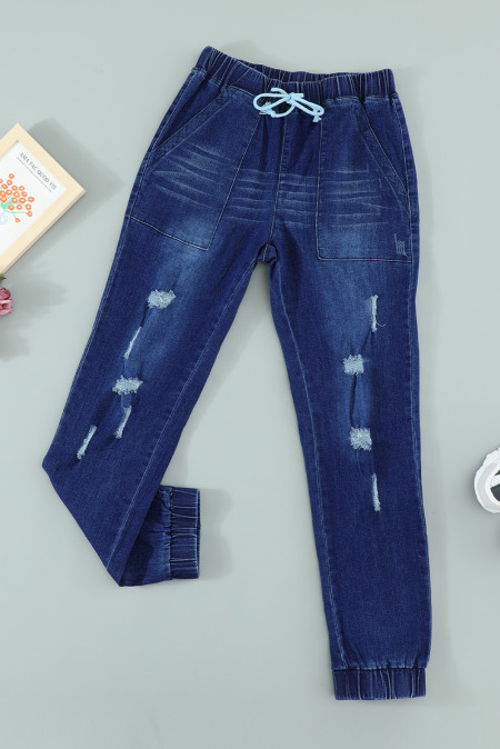blue drawstring joggers