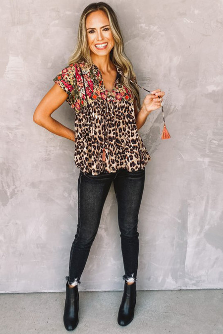 leopard flowy pants