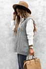 Gray Sleeveless Cable Knitted Sweater Tank