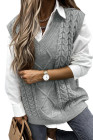 Gray Sleeveless Cable Knitted Sweater Tank