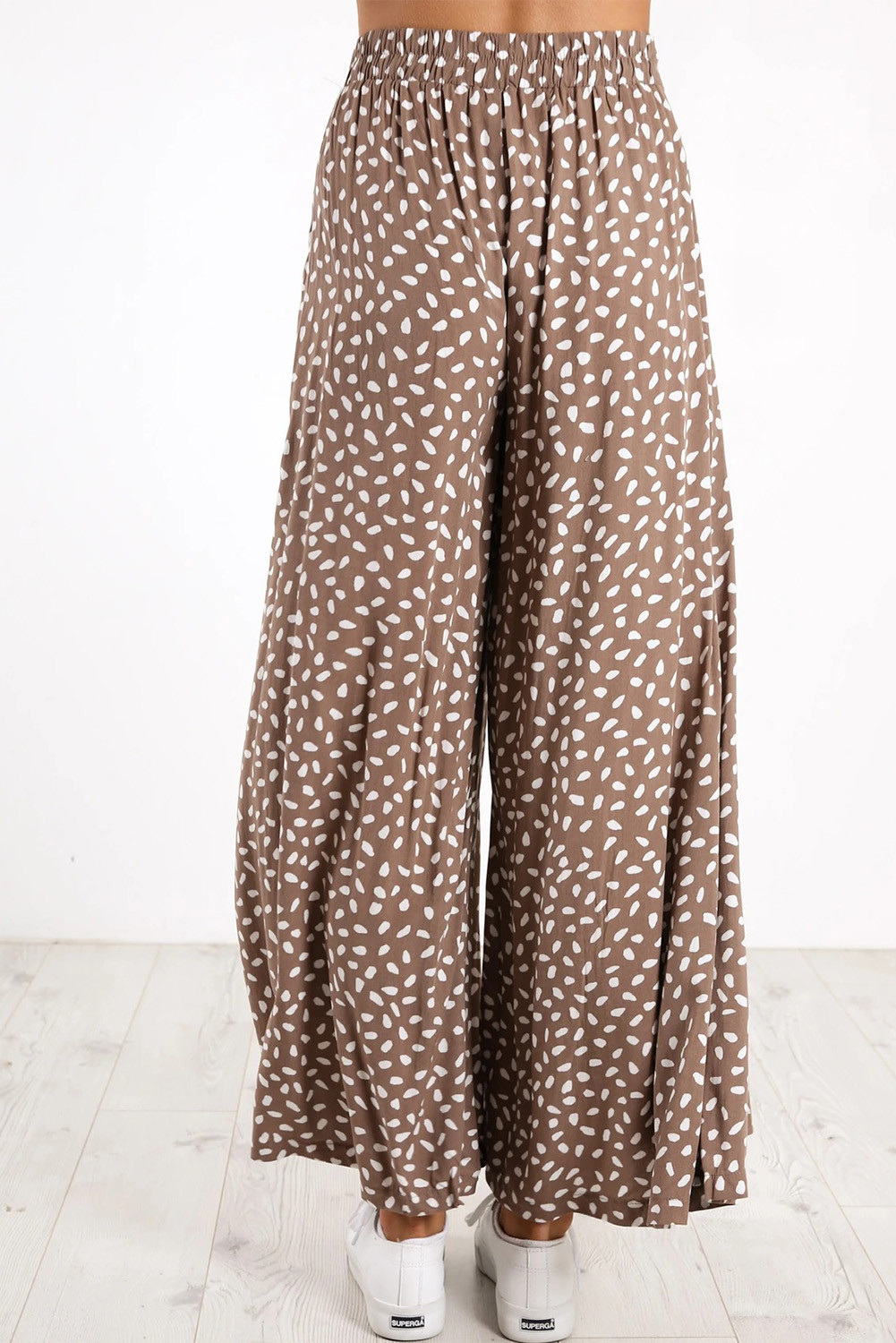 printed wide leg pants