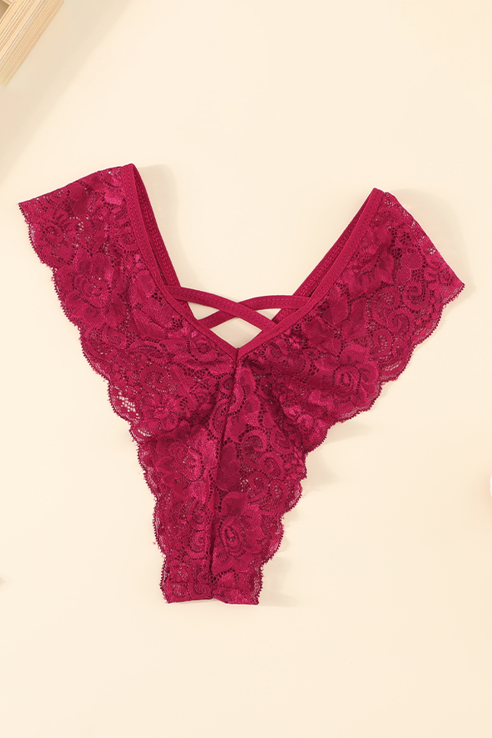 Buy RED CRISS-CROSS LACY THONG BRIEF for Women Online in India