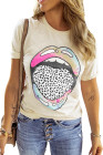 Camiseta con labios de leopardo tie-dye