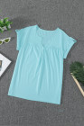 Camiseta de manga corta en mezcla de algodón con detalle de botones azul cielo