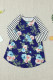 Blue Spring Fling Floral Striped Sleeve Short Dress for Kids