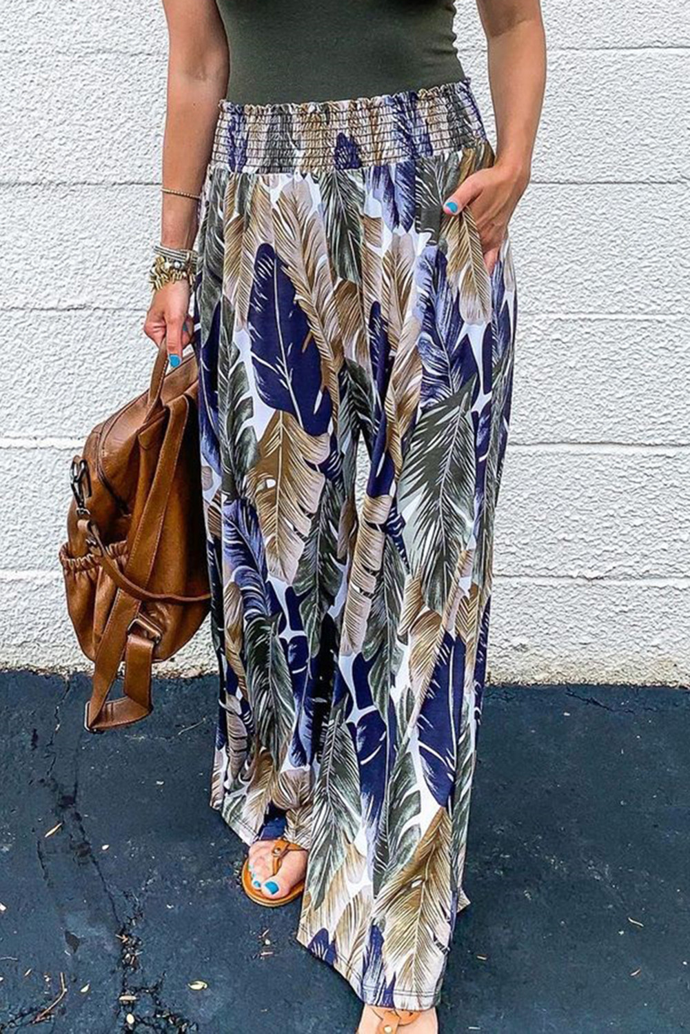 tropical wide leg pants