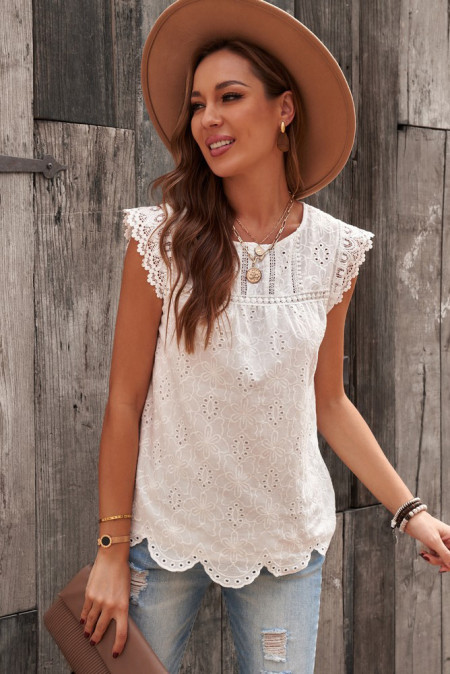 eyelet tank top white