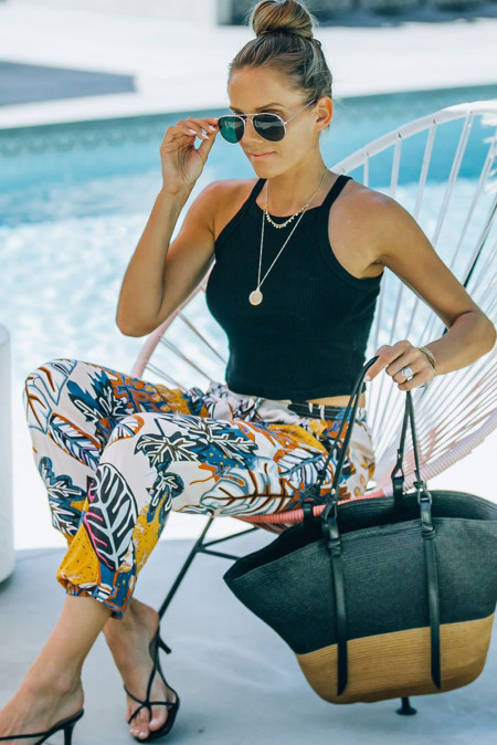 tropical print joggers